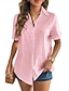 preiswerte Hemden-Damen Hemd Einfarbig Basic Lässig Kurzarm Hemdkragen Normale Oberteile Täglich Knöpfe Schwarz Weiß Rosa Blau Sommer