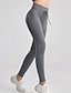 voordelige Yoga leggings en panty&#039;s-Dames Yogabroek Yoga legging Trekkoord Elastische tailleband Geribd Buikcontrole Billenlift Yoga Sportschooltraining Pilates Broeken Zwart Wit Marine Blauw Herfst Sport Sportkleding Rekbaar Slank