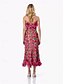 abordables Vestidos de cóctel-Vestidos sheath  columna vestido rosa caliente invitada de boda vestido de cóctel sin mangas hombros descubiertos flores con encaje bordado