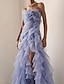 voordelige Empire Taille Avondjurken-Trompet zeemeermin Tot de grond Galajurken Avondjurken Baljurk  Formele kleding Elegant Vintage Mouwloos Strapless Tuinfeest Bruiloft Organza met Ruches Geplooid