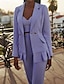 billige Mors buksedragter-To-delt Buksedragt Mor til bruden Elegant Simple Minimalistisk V-hals Notched Lapel Gulvlængde Crepe Lange ærmer med Volanger Metal knapper Forår Sommer