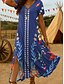 voordelige Bloemenjurken-Dames Halflange jurk Zonnejurk A lijn jurk Vakantie Casual Strandstijl Uitgaan Strand Ruim Passend Bloemig Grafisch Abstract Korte mouw V-hals Rood blauw Paars Groen Zomer Lente