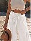 cheap Plain Cotton Linen Pant-Women&#039;s Wide Leg Baggy Pants Solid Color Fashion Streetwear Stylish Full Length High Waist Plain Comfort Outdoor Micro-elastic Vacation Street Daily Wine Robin&#039;s Egg Blue Black White Summer Spring
