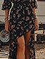 ieftine Rochii Boho-Pentru femei Rochii Midi Rochie de epoca Rochie Boho Rochie imprimata Rochie occidentală Epocă Modă În aer liber Vacanță Concediu Fit regulat Floare Manșon scurt În V Negru Vară