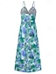 abordables Robes Floraux Imprimés-Femmes Robe Midi Robe d&#039;été Robe Nuisette Robe bohème Mode Moderne Quotidien Plage Week-end Coupe régulière Fleuri Sans manches Col en V Jaune clair Jaune Bleu Violet Été