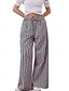 economico gamba larga e vita alta-Per donna Culotte Gamba Larga Pantaloni Eleganti Pantaloni Streetwear Casual Lunghezza intera Naturale A righe Tasca Design con Coulisse Elastica All&#039;aperto Confortevole Casual Quotidiano Weekend