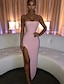 abordables Robes moulantes de soirée-robe fourreau femme robe de soirée mini robe courte champagne or bleu sans manches couleur pure dos nu ruché printemps été épaule froide personnalisé élégant chaud fête mince 2023 s m l xl xxl