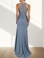 cheap Bridesmaid Dresses-Mermaid / Trumpet Bridesmaid Dress Crew Neck / Halter Neck Sleeveless Elegant Sweep / Brush Train Chiffon with Appliques
