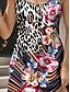 abordables Art &amp; Design Robes-Femmes Mini Robe Robe d&#039;Été Robe trapèze Robe à épaules dénudées Vacances Occasionnel Boho Soirée Sortir Coupe régulière Fleuri Graphique Léopard Sans manches Col en U Rouge Été