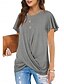 ieftine tricou simplu-Tricou de Femei Color Solid Simplu Clasic Modern Casual Mâneci Scurte Decolteu Rotund Topuri Zilnice Weekend Negru Alb Verde Deschis Roz Albastru Vară
