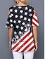 ieftine Ziua Independenței Top-Ziua Independenței Tricou Patriotic Femei 4 Iulie Tricou Steag American Modern Casual Roșu Alb Și Albastru Manșon Scurt Guler Rotund Topuri Regulate Print Weekend Roșu Vin Albastre Vară Primăvară