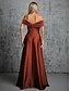 billige Brudepigekjoler-A-Line Brudepigekjole Off Shoulder Ærmeløs Elegant Gulvlængde Taffeta med Ensfarvet