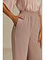 billige brede ben og høy midje-Dame Vide Chinos Baggy Bukser Basis Hel Lengde Høy Midje Ensfarget Lomme Elastisk Livlinje Komfortabel Myk Behagelig Mikrodeformbar Formell Bryllup Blush Rosa Sommer Vår Regulær Passform