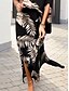 abordables Robes fleuries-Femmes Robe maxi Robe à épaules dénudées Vacances Occasionnel Boho Extérieur Plage Coupe Ample Graphique Feuille Manche 3/4 Une Épaule Noir Blanche Bleu Kaki Été