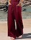 abordables Pantalon uni en coton et lin-Femmes Pantalon en coton et lin Pantalon palazzo Mode Streetwear Confort Longueur complète Taille Moyenne Uni Taille Élastique Confortable Extérieur Rue Tenue quotidienne Sortir Abricot Noir Blanche
