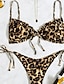 abordables Ensemble de bikinis-Femmes Maillots de Bain Bikini 2 pièces Maillot de bain Dos nu Tropical Tenues de plage Léopard Col en U Sans manches Maillots de bain