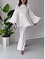 preiswerte Unter 129,99 $-Hosenanzug Brautmutterkleid Elegant Rundhalsausschnitt Bodenlang Polyester Langarm mit Schärpe / Band 2025