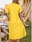 abordables Robe Simple-Robe Midi Femme Robe A Ligne Couleur Unie Vacances Décontracté Quotidien Rendez-vous Coupe Régulière Simple Couleur Unie Manches Courtes Col Chemise Blanc Jaune Vin Marine Été