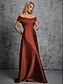 billige Brudepigekjoler-A-Line Brudepigekjole Off Shoulder Ærmeløs Elegant Gulvlængde Taffeta med Ensfarvet