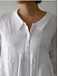 preiswerte Luxushemden-Damen Hemd 100% Baumwolle Knöpfe Einfach Basic Modern Langarm Hemdkragen Normale Oberteile Täglich Weiß Sommer