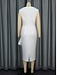 abordables Petites Robes Blanches-Robe de mariée sirène  trompette col rond sans manches longueur thé satin robes de mariée avec couleur unie
