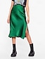 billige Ensfarvede nederdele-Dame Skjørte Mode Maxi Alm. taljede Nederdele Vanlig Spaltede spidser Mikroelastisk Ferierejse Afslappet / Hverdag Vin Flåde Sort Champagne Sommer Polyester