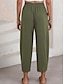 economico Pantaloni in lino e cotone semplici-Pantaloni chinos a gamba larga da donna in tinta unita moda streetwear a lunghezza intera vita alta semplici con tasche vita elasticizzata comodi morbidi confortevoli micro-elastici all&#039;aperto casual