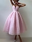 baratos Vestidos Longos &amp; Gowns-Vestidos de Coquetel em A Vestido Estilo Celebridade Formal para Casamento Comprimento até o Chão Sem Manga Decote Profundo Cinto Faixa Tule com Flor de Rosa