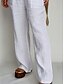baratos Calça de linho de algodão simples-Calças Largo Femininas de Linho e Algodão em Cores Sólidas Chinos Calças Baggy Básicas Casuais Comprimento Total Cintura Alta Pockets Cintura Elástica Conforto Ao Ar Livre Micro-elástico Férias Rua