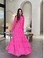 economico Matrimonio Informale / Di Giorno-Abiti da quinceanera a A abito elegante cerimonia di nozze lunghezza a terra maniche lunghe collo alto chiffon con volant