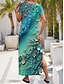 economico Abiti floreali-Per donna Abito maxi Vestito Estivo Abito a trapezio Abito Estivo Vacanza Casual Quotidiano Spiaggia Vestibilità regolare Floreale Grafico Manica Corta Scollo a V Rosa Rosso Blu Estate