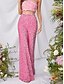baratos calças femininas de festa-Womens Calças Baggy Chinos de Perna Larga Moda Streetwear Comprimento Total Cintura Alta Lisa Lantejoulas Confortáveis Macias Microelásticas Ao Ar Livre Festa Rua Preto Rosa Vermelho Verão Primavera