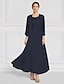 billige Mammas kjolesett-To-delt Blomster Kjole Sett Mor til Brud Elegant Crew Hals Ankellengde Chiffon Lang Sleeve med Blonderbroderi