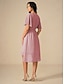 abordables Robes décontractées-Femmes Robe Longueur Genou Robe de demoiselle d&#039;honneur Robe trapèze Élégant Manche à volant robe demoiselle d honneur Cocktail Coupe régulière Uni Manche Courte Col en V Rose Claire Bleu Vert Été
