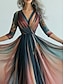 ieftine Rochii Boho-Rochie lungă pentru femei, rochie maxi, rochie casual, rochie leagăn, rochie florală, rochie de vară, rochie boho, vintage, vacanță, zi de zi, croială regulată, imprimeu floral, mânecă lungă, decolteu în V, albastru, vară