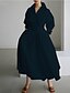 billige maxi sort kjole-Dame Skjortekjole Hverdagskjole Swing Kjole Maxi lang kjole udendørs Kontor Ferie Polyester Basale Moderne Krave Krøllede Folder Lomme Langærmet Sommer Forår Efterår 2023 Regulær Sort militærgrøn Ren