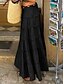 ieftine Fuste simple-Fustă Maxi pentru femei Fustă A Line Culoare solidă Fashion Casual Maxi Fuste Talie înaltă Simplă Pachet Print Micro-elastic Stradal Zilnic Negru Alb Portocaliu Verde Vară Poliester Bumbac Mix