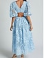 abordables Robes de cocktail-Robes A-Ligne Jaune Beurre Robe en Dentelle Brodée Mariage Invité de Mariage Longueur Maxi Manches Mi-Longues Col V Dentelle Sans Dos