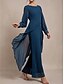 preiswerte Unter 129,99 $-Hosenanzug Brautmutterkleid Elegant Rundhalsausschnitt Asymmetrisch Chiffon Langarm mit Einfarbig 2025