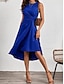 cheap Plain Dress-Women's Midi Dress A Line Dress Solid Color Bodycon Dress Work Dresses Semi Formal Office Slim Graphic Sleeveless Crew Neck Black Pink Red Blue Summer