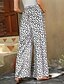 preiswerte weites Bein und hohe Taille-Damen Weites Bein Hosen Hose Urlaub Mode Volle Länge Mittlere Taille Blume / Blumenmuster Elastischer Bund Atmungsaktiv Bequem Mikroelastisch Straße Alltagskleidung Ausgehen Schwarz Weiß Gelb Grün