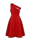 baratos Vestido Simples-Vestido Feminino Mini A Linha Vestido Ombro a Ombro Elegante Festa Coquetel Festa ao Ar Livre Convidada de Casamento Ajuste Regular Gráfico Sem Mangas Um Ombro Branco Rosa Vermelho Verde Verão