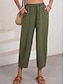 economico Pantaloni in lino e cotone semplici-Pantaloni chinos a gamba larga da donna in tinta unita moda streetwear a lunghezza intera vita alta semplici con tasche vita elasticizzata comodi morbidi confortevoli micro-elastici all&#039;aperto casual