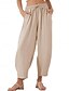 economico Pantaloni in lino e cotone semplici-Pantaloni chinos a gamba larga da donna in tinta unita moda streetwear a lunghezza intera vita alta semplici con tasche vita elasticizzata comodi morbidi confortevoli micro-elastici all&#039;aperto casual