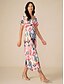 abordables Vestido Floral-Mujer Vestido maxi Vestido tubo Elegante Fiesta Boda Ajuste regular Graphic Manga Corta Escote en Pico Rosa