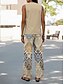 זול סטים של שני חלקים-Woman&#039;s Pants Sets Vacation Daily Sleeveless U Neck Graphic Geometric Casual Daily Blue Green Khaki Summer Regular Fit