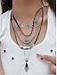billiga Kvinnors halsband-silverbohemiskt lagerhalsband med svarta och silverkedjor, cirkulära och geometriska hängen, perfekt för vardags- och kvällskläder, perfekt för sommar- och festivaltillbehör