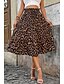levne Grafické sukně-Dámské Sukně Módní Cikánský Midi Střední vzestup Sukně Leopard Tisk Lehce elastické Dovolená ulice Hnědá Léto Polyester