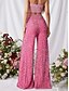 baratos calças femininas de festa-Womens Calças Baggy Chinos de Perna Larga Moda Streetwear Comprimento Total Cintura Alta Lisa Lantejoulas Confortáveis Macias Microelásticas Ao Ar Livre Festa Rua Preto Rosa Vermelho Verão Primavera