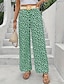 preiswerte weites Bein und hohe Taille-Damen Weites Bein Hosen Hose Urlaub Mode Volle Länge Mittlere Taille Blume / Blumenmuster Elastischer Bund Atmungsaktiv Bequem Mikroelastisch Straße Alltagskleidung Ausgehen Schwarz Weiß Gelb Grün